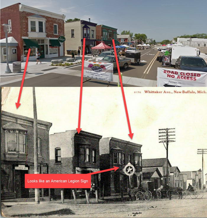 Legion Theater - Old Post Card Compared To 2018 Street View (newer photo)